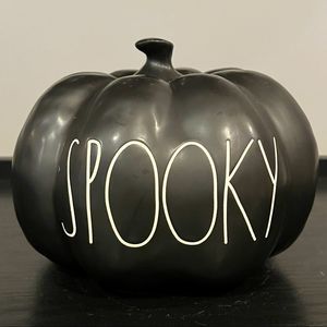 Rae Dunn Spooky Medium Black Pumpkin